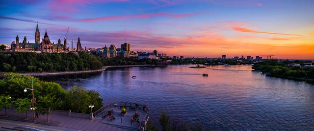 View over Ottawa River in the evening