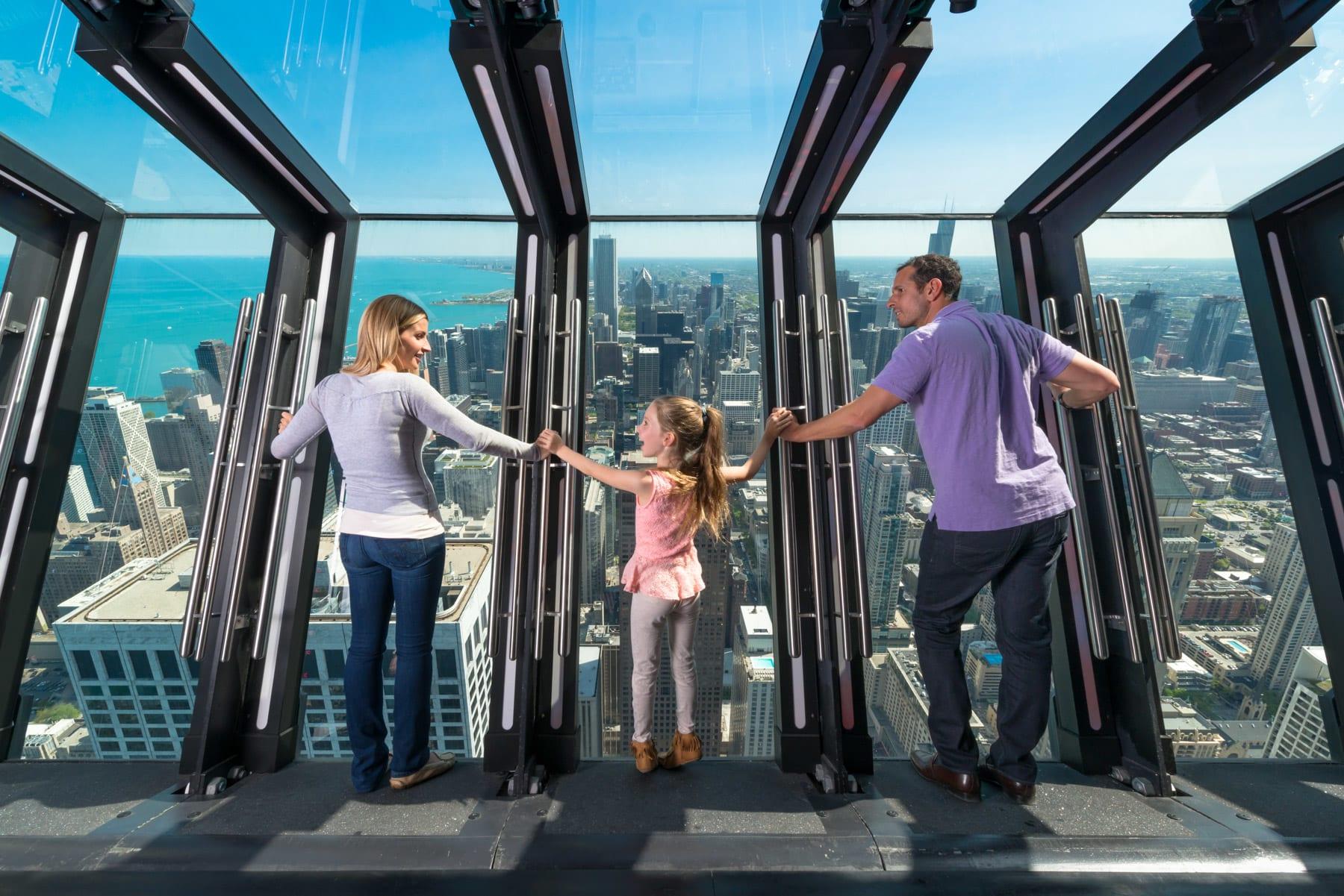 Family enjoying the 360 Tilt Experience in Chicago