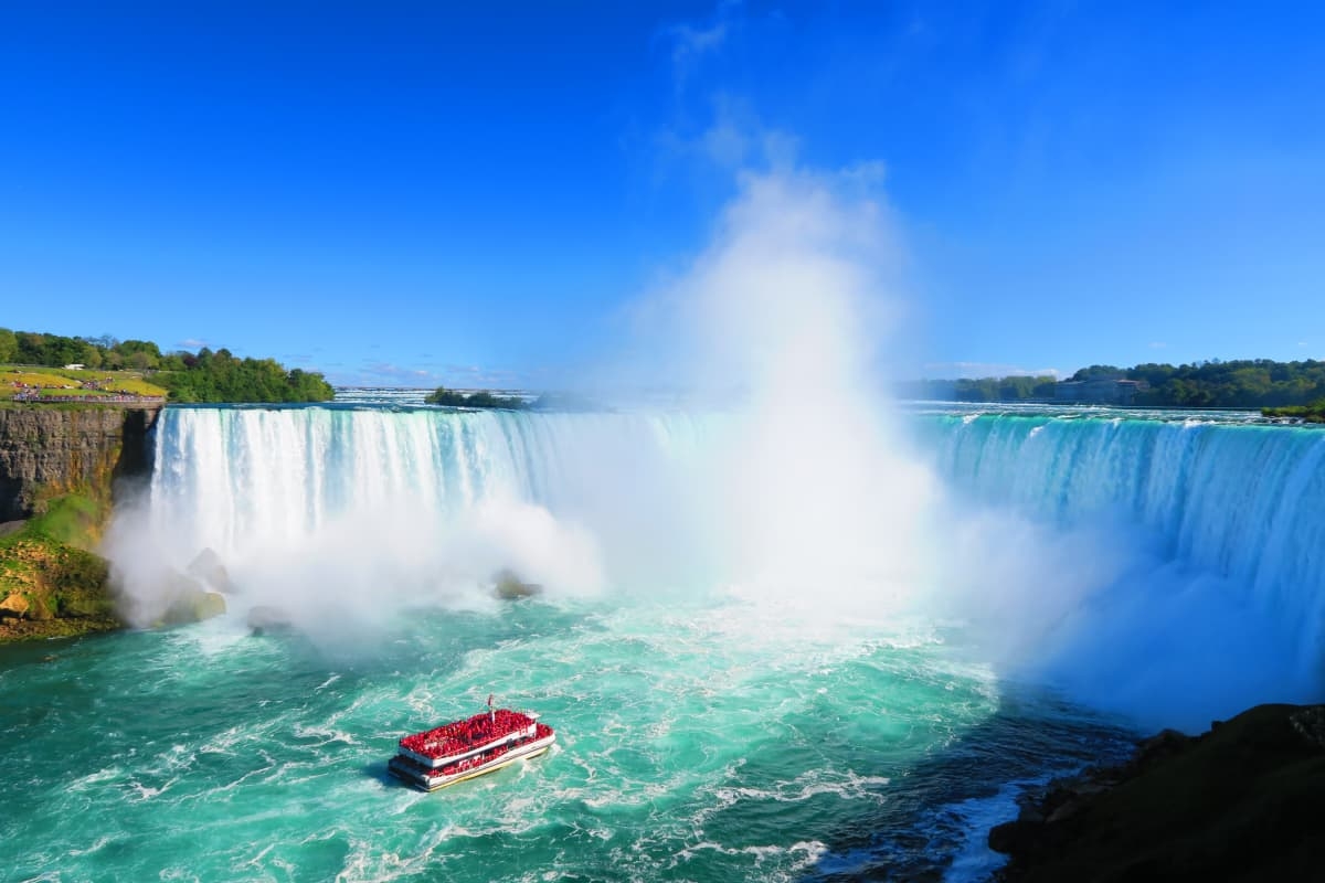 Niagara City Cruises "Hornblower" up close to the Falls