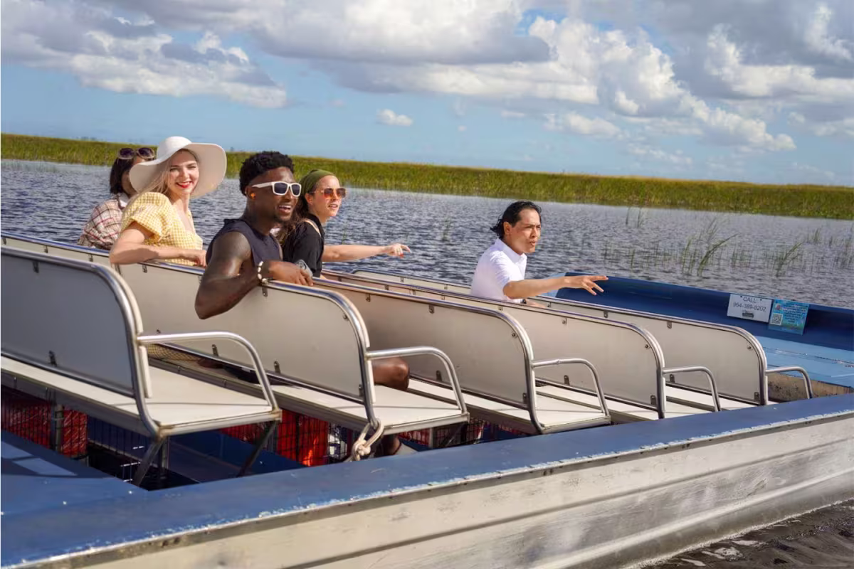 Guests on Everglades boat ride