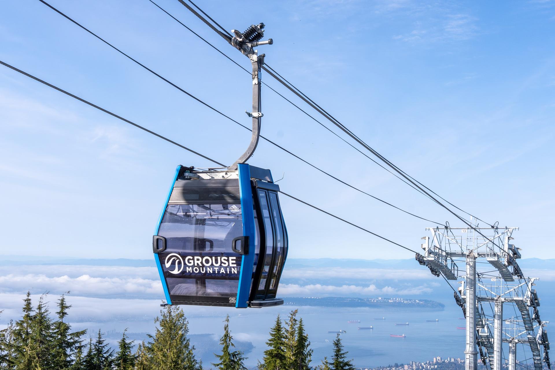 Grouse Mountain Skyride gondola above Vancouver