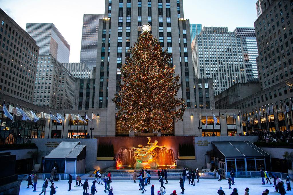 The Rockefeller Center Christmas tree and ice rink